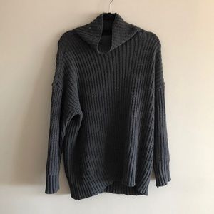 Aerie Gray Cowl-neck Sweater